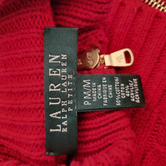 Lauren Ralph Lauren Bead Snowflake Cable Knit Full Zip Cardigan Sweater PM - Picture 11 of 11